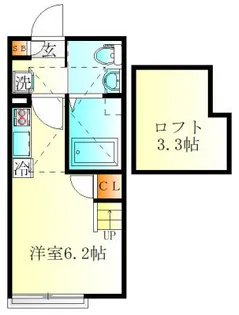 ハーミットクラブハウス白楽・岸根【2階】の間取り