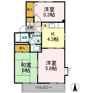 サニーコートカノウC【2階】の間取り