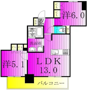 ライオンズタワー柏【9階】の間取り