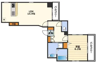 1LDKの間取り画像