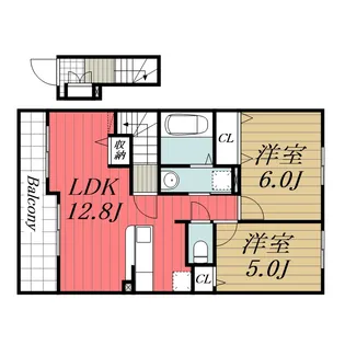 千葉県富里市七栄【アパート】の間取り