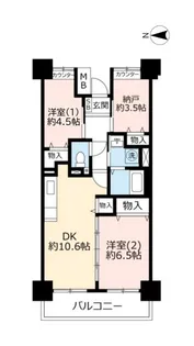 URハートフル湊川【2階】の間取り