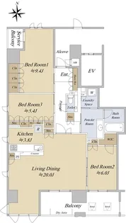 プレミスト京都烏丸御池II番館【11階】の間取り