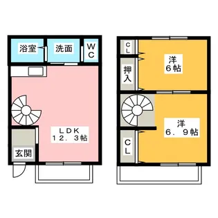 愛知県北名古屋市鹿田永塚【一戸建】の間取り
