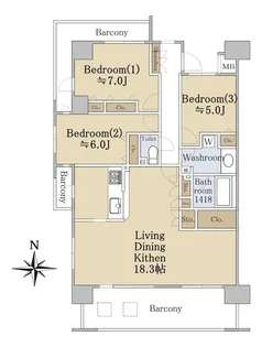サンパティエ東京【8階】の間取り