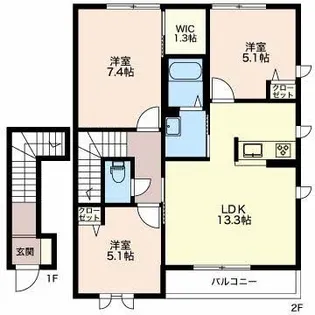 サンライトA・B【2階】の間取り