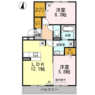 ボナールY B棟【2階】の間取り