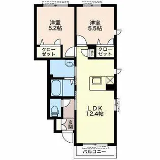 ヴィラ鈴の輪【1階】の間取り