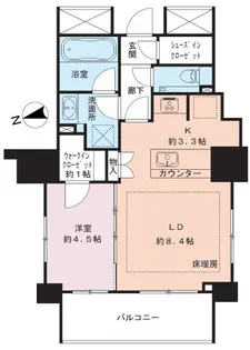 ザ・パークハウスアーバンス御成門【10階】の間取り