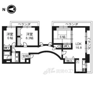 ラ・シュール北山【2階】の間取り