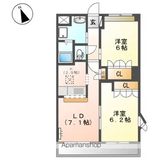 グランドール・オクダ【1階】の間取り