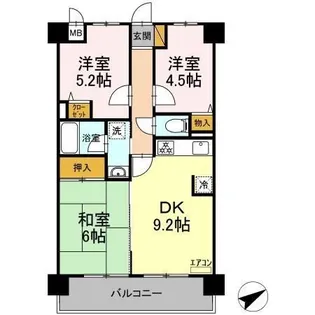 ライオンズシティ水戸【7階】の間取り