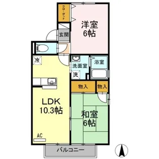 岡山県倉敷市沖【アパート】の間取り