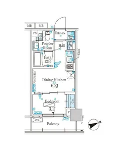 パークアクシス芝浦キャナル【2階】の間取り