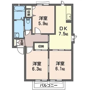 ジュネスタカザワIV【2階】の間取り