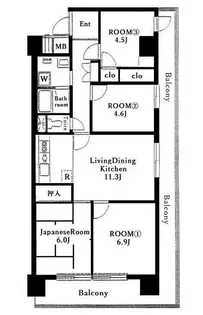 南砂町グリーンハイツ1号棟【7階】の間取り