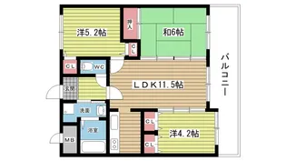 大阪府豊中市庄内宝町1【マンション】の間取り