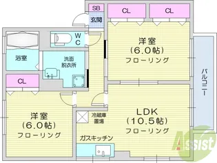 リビングタウン岩沼2C【2階】の間取り