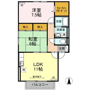 セジュールK II棟【2階】の間取り
