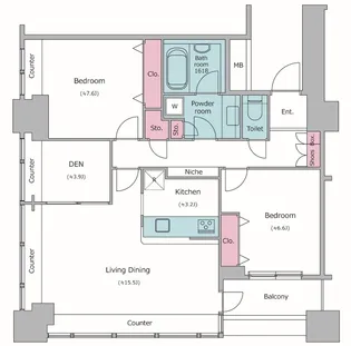 レジディアタワー上池袋(タワー棟)【13階】の間取り