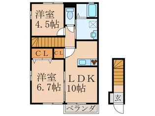 アルシオネYUKUHASHIII【2階】の間取り