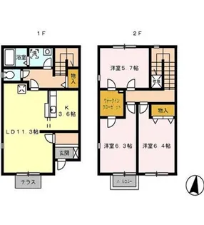 サンモール B【1階】の間取り