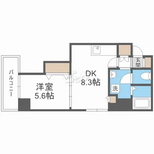 ブルースカイ北20【6階】の間取り