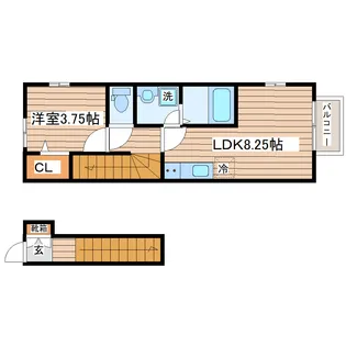 ラクラス八木山【2階】の間取り