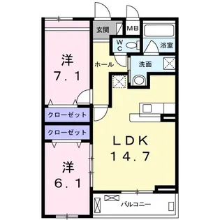 キャトル橋本【3階】の間取り
