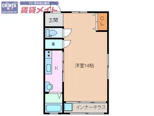 ワンルームマンション幸II【2階】の間取り