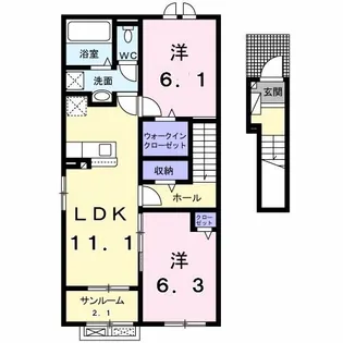 シャンブル I【2階】の間取り