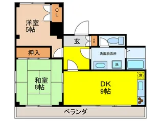 エフィ-ネ西田辺【2階】の間取り