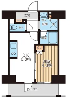 1DKの間取り画像