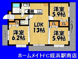 福岡県福岡市早良区室見1【マンション】の間取り