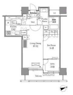 レジディアタワー目黒不動前【6階】の間取り