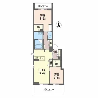 ロイヤルグランコート虎丸【2階】の間取り