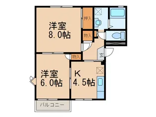 アーバンフラワーハイツB【1階】の間取り