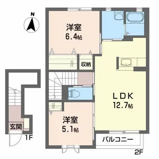 リフェール B【2階】の間取り