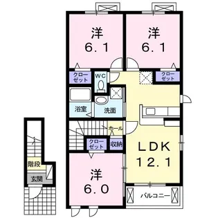 アンソレイユC【2階】の間取り
