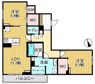 ミライエ・シリウス West【2階】の間取り