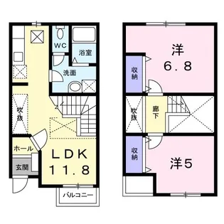 ヴィラ ウィステリアB【1階】の間取り