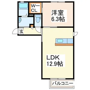 シャンブル・イーストパークII【1階】の間取り