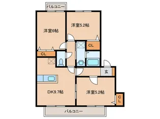 シャンフルール【2階】の間取り