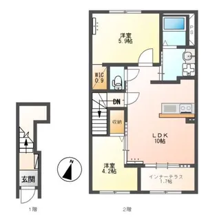 仮)シェルルスターテラス上戸祭【2階】の間取り