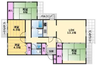 いぶき野三丁目5棟【2階】の間取り