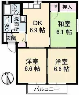 シャルマンらくざん I棟【2階】の間取り