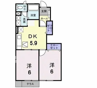 グリ-ンハイツ【1階】の間取り