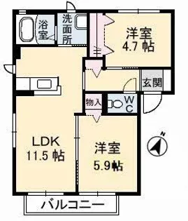 メゾンスカイヒルズ E棟【2階】の間取り