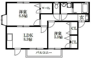 クオーレ古賀【2階】の間取り