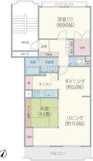ユーカリ五番町ハイツ1号棟【1階】の間取り